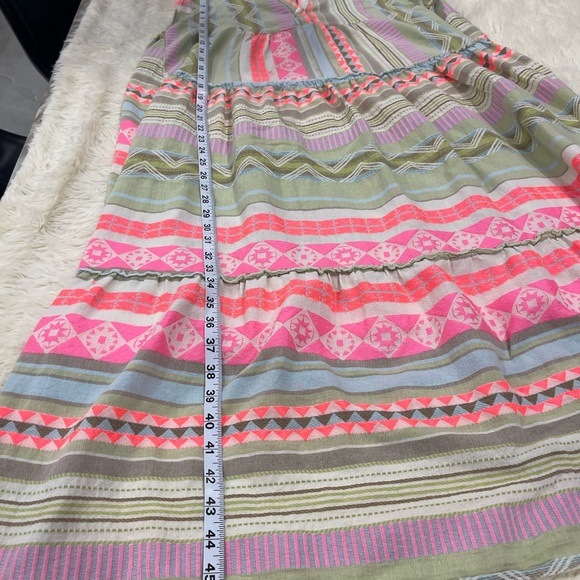 Pink and Green Sleeveless V-Neck Maxi Sundress - Picture 10 of 10